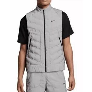 Nike Therma-Fit ADV Reflective Full Zip Running Vest Gray Mens Size M FZ1131-035